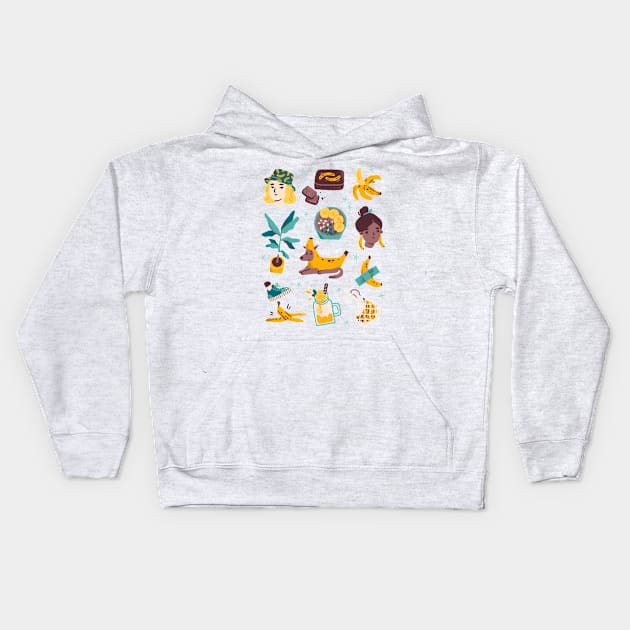 All Things Banana Kids Hoodie by SashaKolesnik